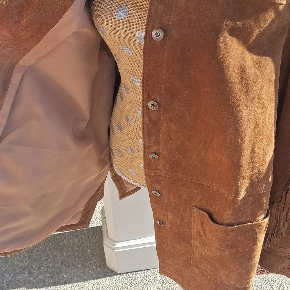 Anthropologie Danae fringe suede leather jacket size 2X western style shacket - Picture 4 of 12